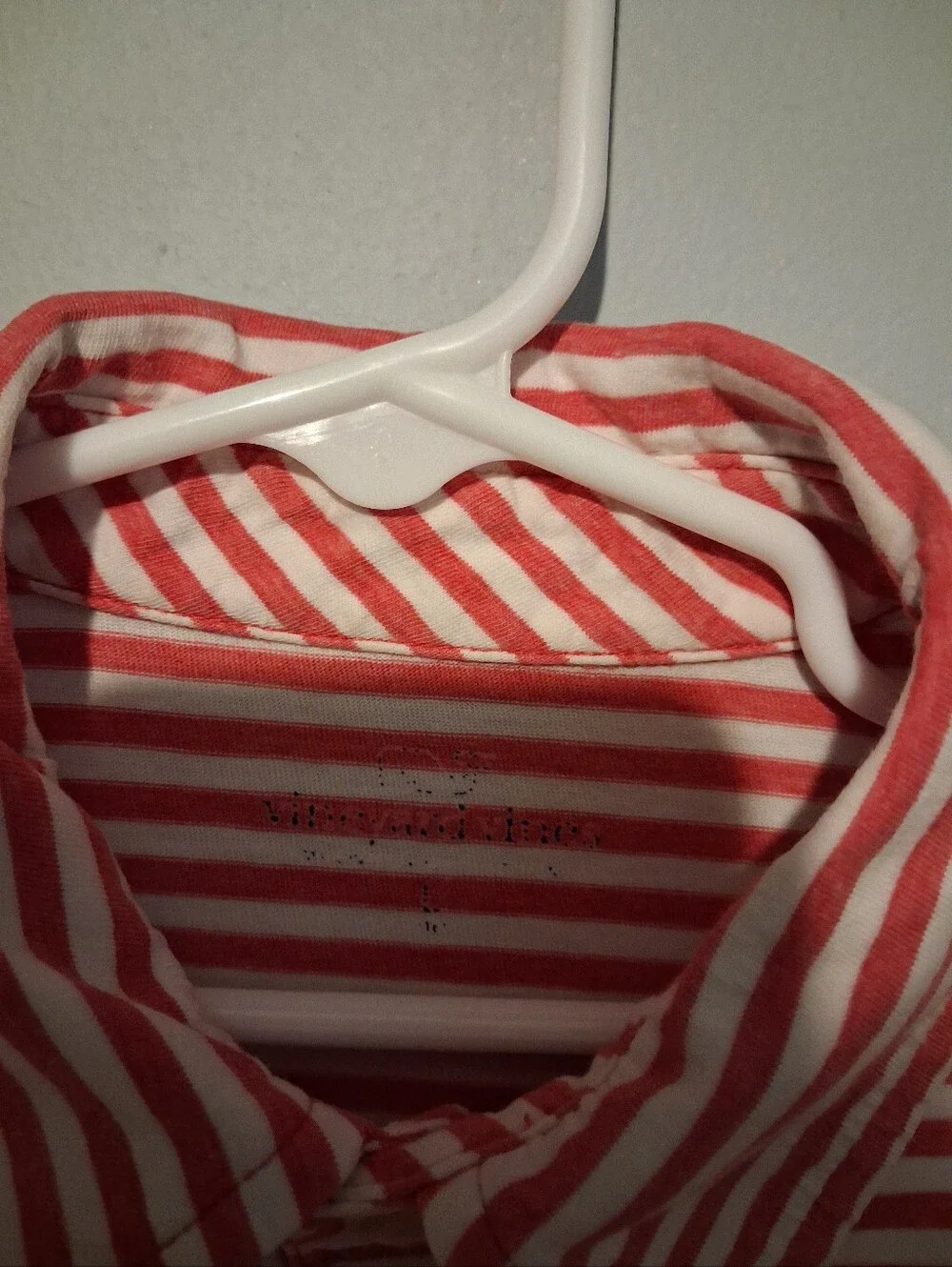 Vineyard Vines Boys Size L Pink White Striped Polo Shirt Pima Cotton Preppy